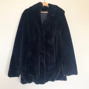 Dennis Basso Faux Fur Hooded Coat - Size S/M